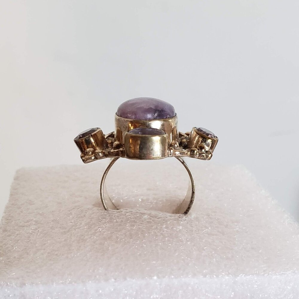 Huge Charoite & Amethyst Ring In Silver Purple Ge… - image 6